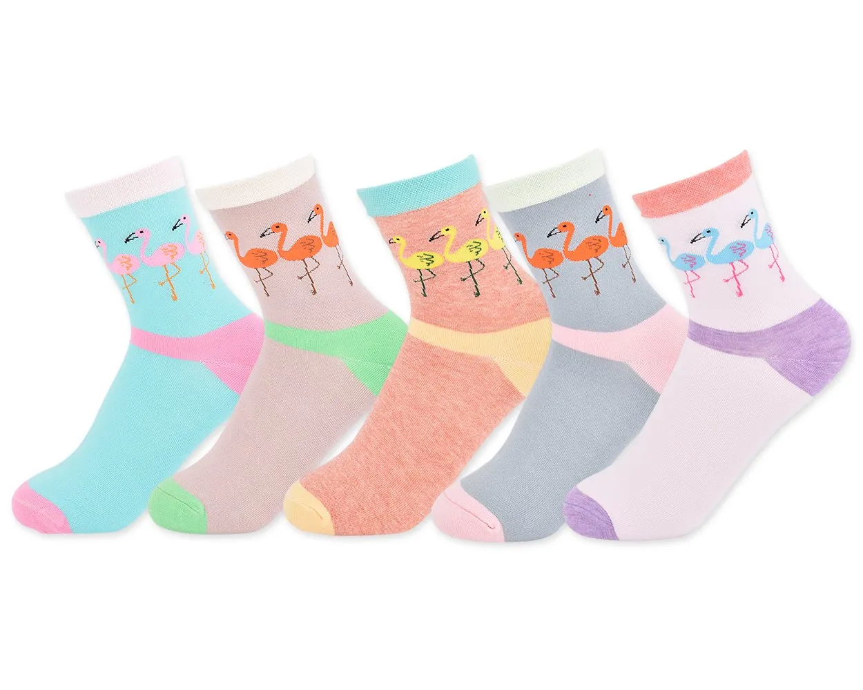 5 Pairs Flamingo Pattern Women Cotton Socks