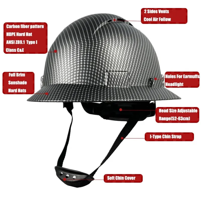 ANSI Approved HDPE Safety Helmet For Engineer Industrial with 6 Point Adjustable