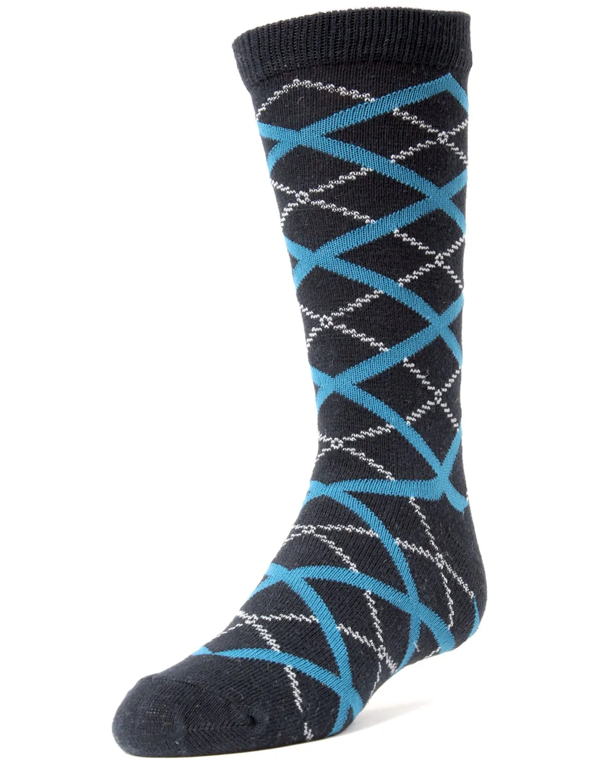 Diamond Interlock Boys Dress Cotton Blend Crew Socks