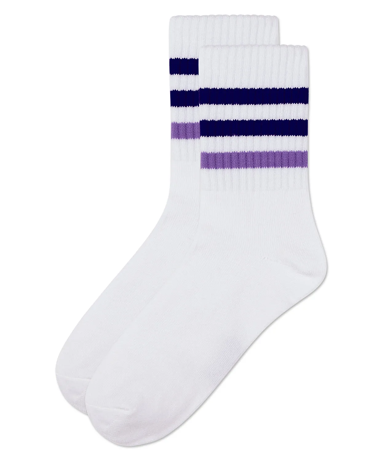 Girls' Two Tone Varsity Stripe Crew Socks