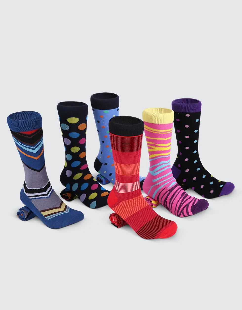 Men's Bold Designer Dress Socks 6 Pack