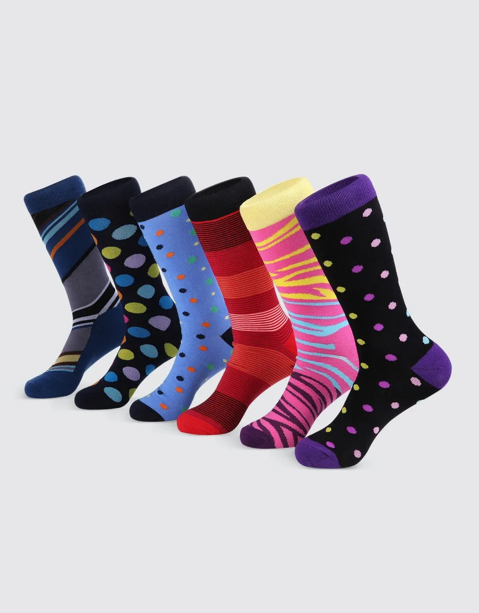 Men's Bold Designer Dress Socks 6 Pack