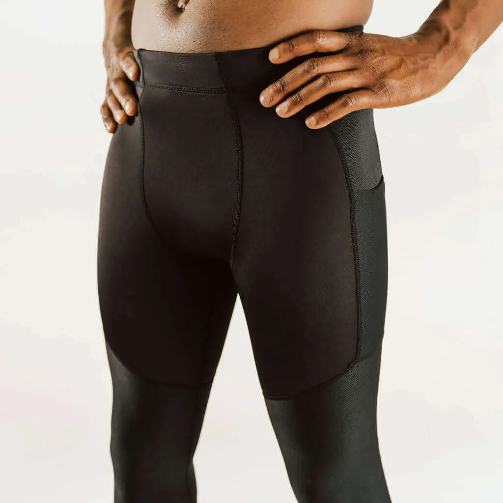 Mens KS1 Vent 7/8 Knee Support Compression Pants - Enhanced Breathability and Comfort for Active Performance