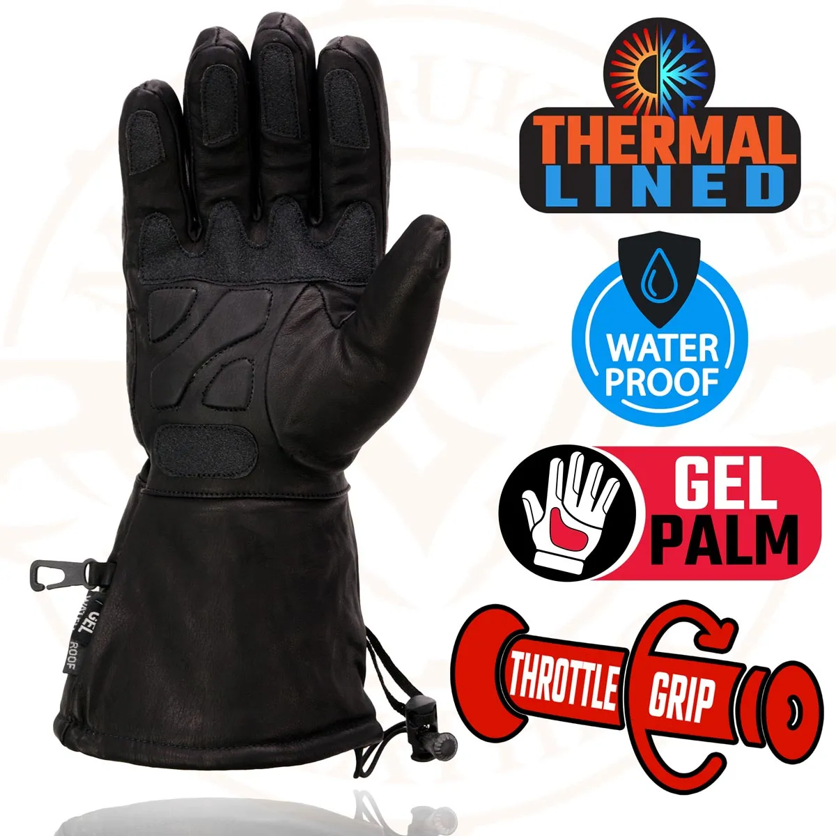 Milwaukee Leather Men's Black Gauntlet Motorcycle Hand Gloves-Black