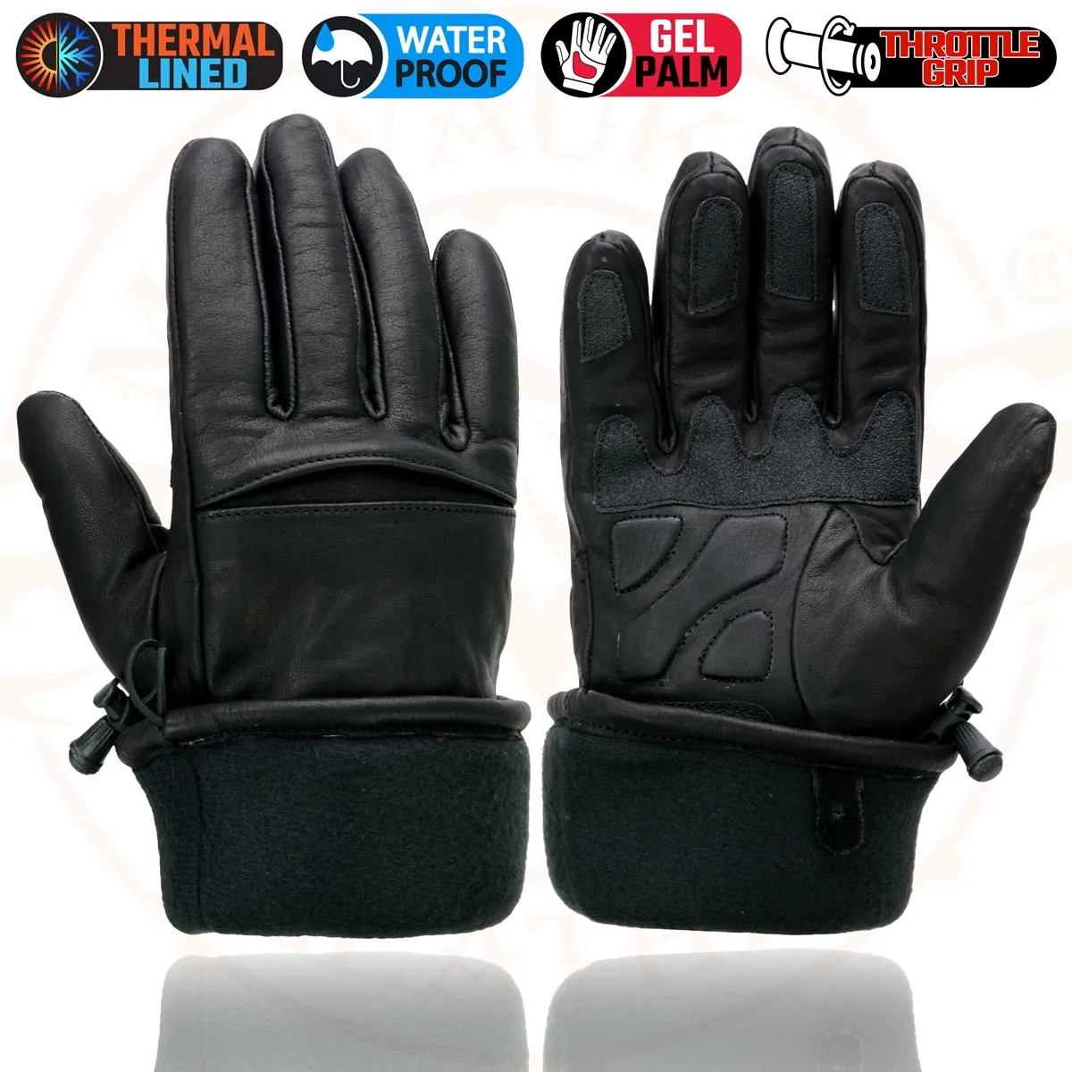 Milwaukee Leather Men's Black Gauntlet Motorcycle Hand Gloves-Black