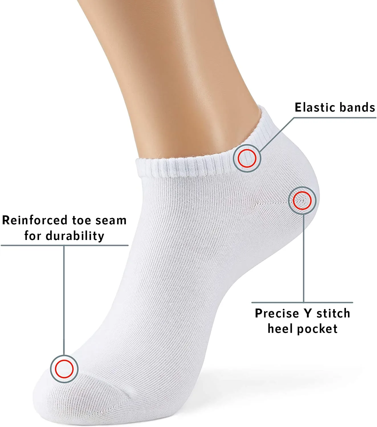 *MONFOOT Casual Cotton Low Cut Ankle 4 Pairs Socks - Medium