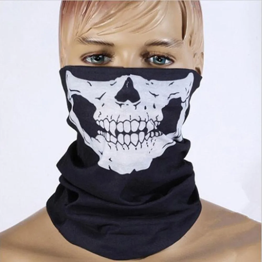 Motorcycle Mask Balaclava Face Masks Neck Scarf Skull Ghost Mask Biker Motorbike Cycling Fishing Climbing Face Shield