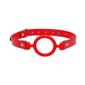 Ouch Silicone Ring Gag With Leather Straps - Red