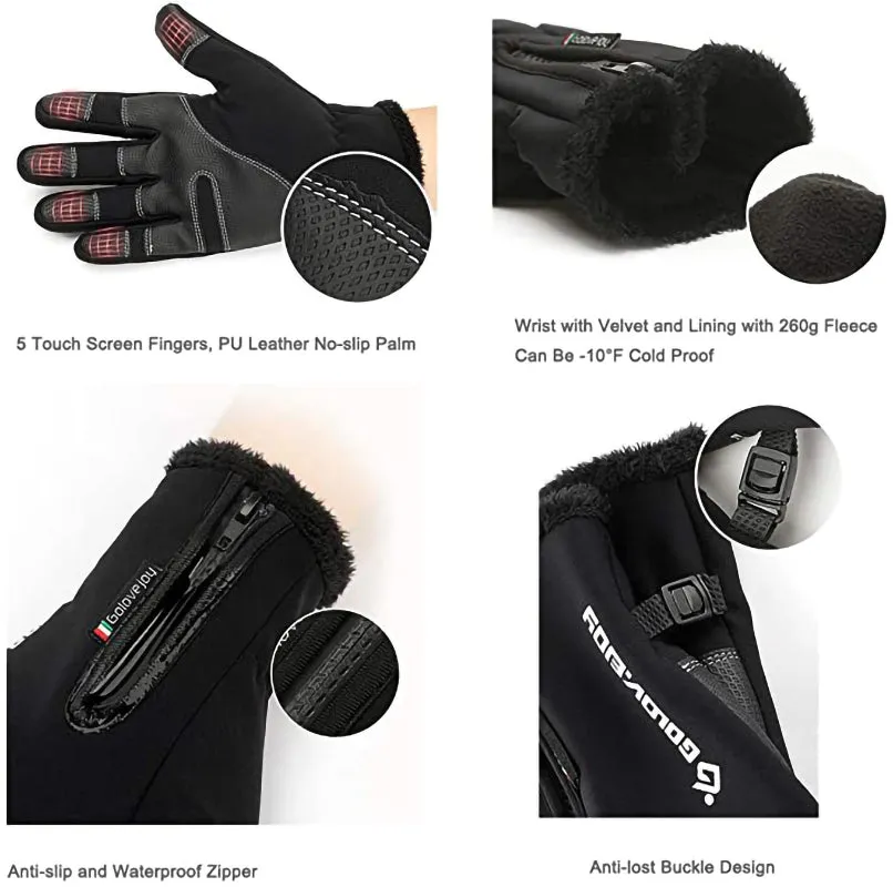 Outdoor Sports Windproof Waterproof Touch Screen Gloves-L