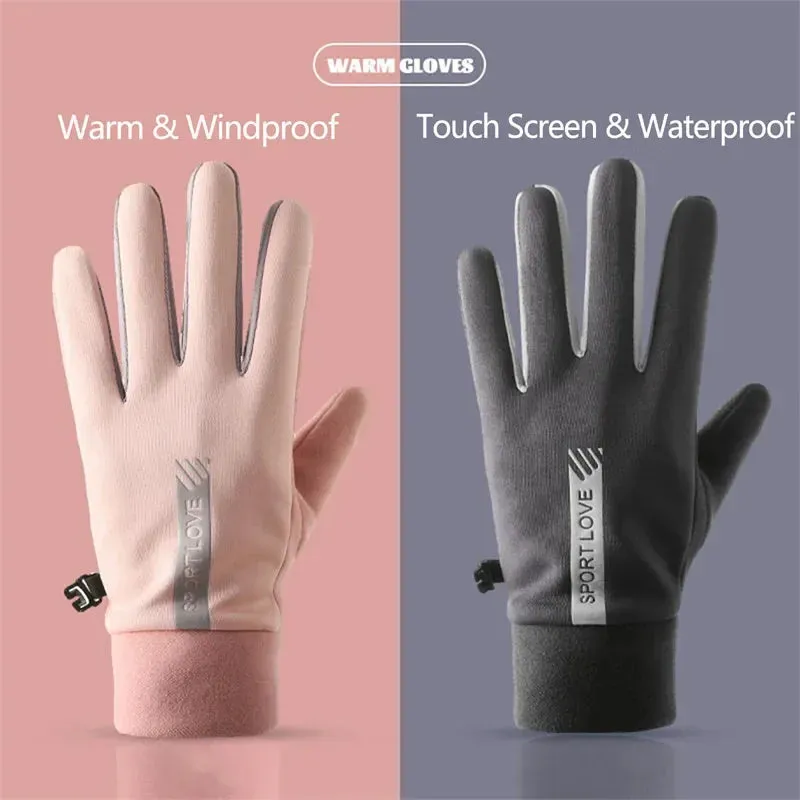 Winter Gloves Women's Bicycle Warm Fleece Anti-cold Waterproof Bicycle