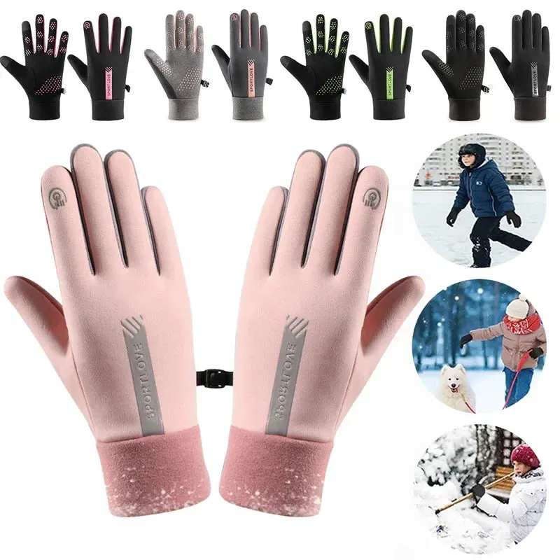 Winter Gloves Women's Bicycle Warm Fleece Anti-cold Waterproof Bicycle